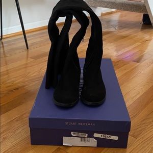 Like new Stuart Weitzman Black Suede OTK Boot- 9.5
